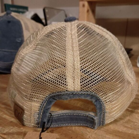 C.C Womens Ponytail Hats, Vintage Wash, BA-912, Navy - Picture 2 of 2